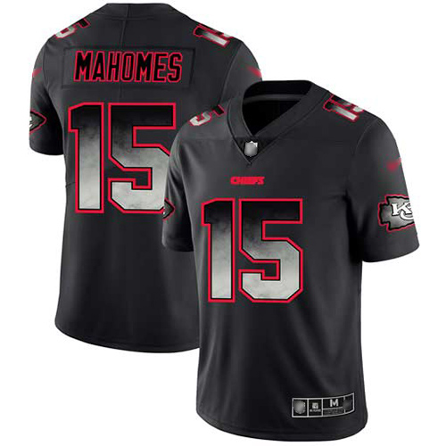 Chiefs #15 Patrick Mahomes Black Men's Stitched Vapor Untouchable Limited Smoke Fashion Jersey