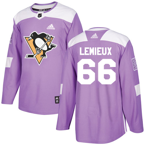 Adidas Pittsburgh Penguins #66 Mario Lemieux Purple Authentic Fights Cancer Stitched Jersey Men's