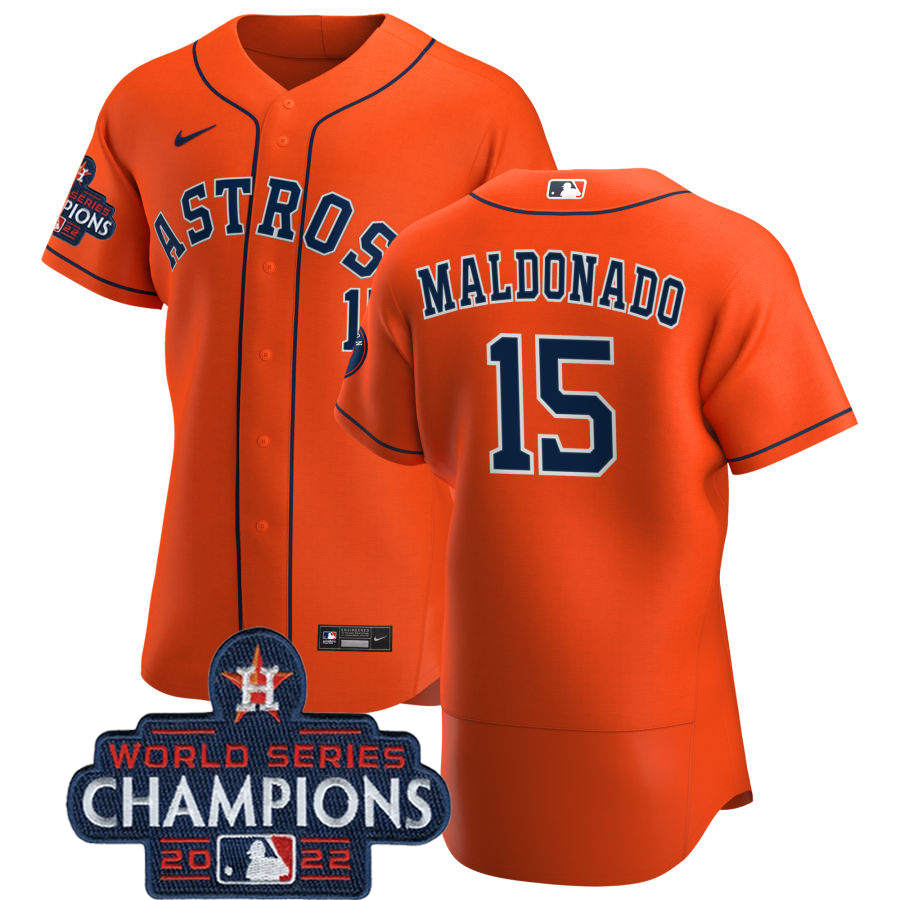 Houston Astros #15 Martin Maldonado Orange 2022 World Series Champions Orange Alternate Authentic Team Jersey