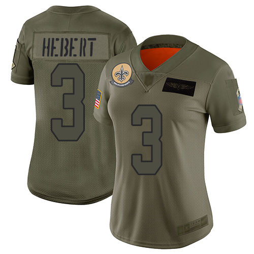 New Orleans Saints #3 Bobby Hebert Camo Women's Stitched Limited 2019 Salute to Service Jersey Womens