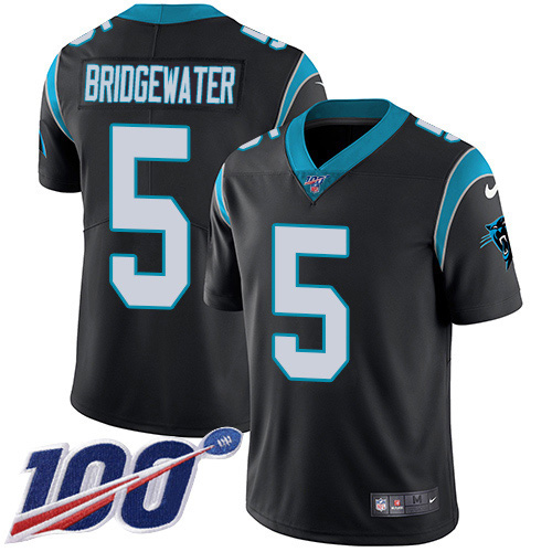 Carolina Panthers #5 Teddy Bridgewater Black Team Color Men's Stitched 100th Season Vapor Untouchable Limited Jersey Men's