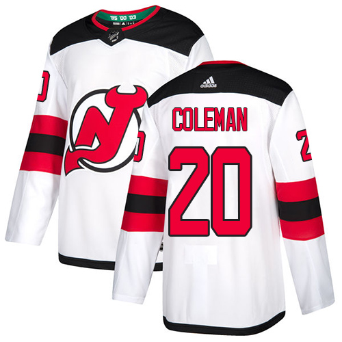 Adidas New Jersey Devils #20 Blake Coleman White Road Authentic Stitched Jersey Men's