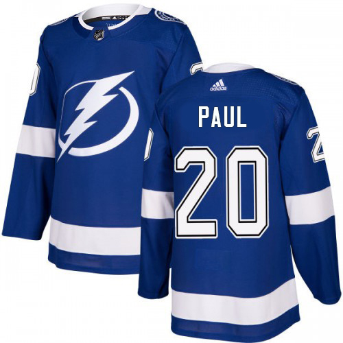 Adidas Tampa Bay Lightning #20 Nicholas Paul Blue Home Authentic Stitched Jersey Men's