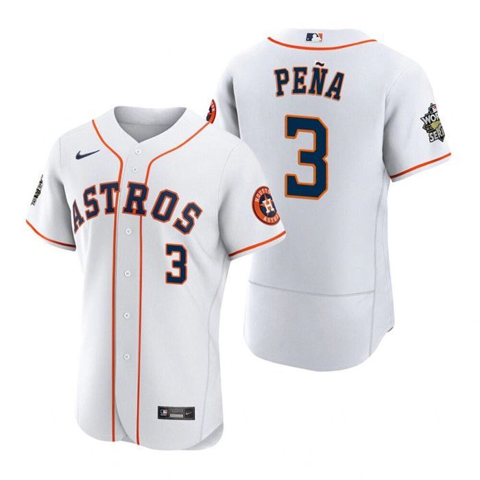 Houston Astros #3 Jeremy Pena White 2022 World Series Flex Base Stitched Men's Jersey