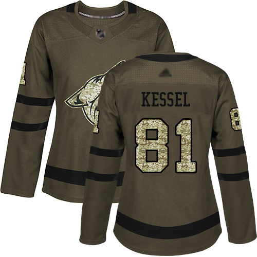 Adidas Arizona Coyotes #81 Phil Kessel Green Salute to Service Women's Stitched Jersey Womens