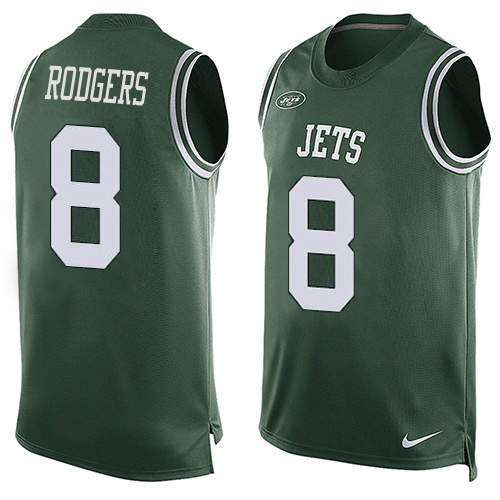 Jets #8 Aaron Rodgers Green Team Color Men's Stitched Limited Tank Top Jersey