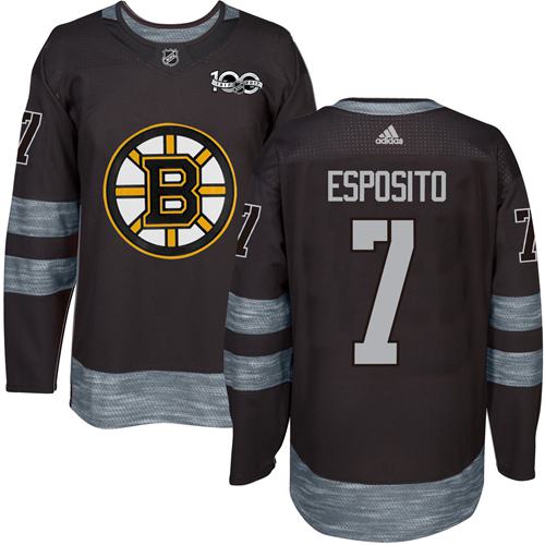 Adidas Boston Bruins #7 Phil Esposito Black 1917-2017 100th Anniversary Stitched Jersey Men's