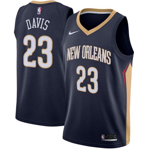 New Orleans Pelicans #23 Anthony Davis Navy Swingman Icon Edition Jersey Mens