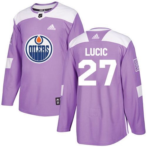 Adidas Edmonton Oilers #27 Milan Lucic Purple Authentic Fights Cancer Stitched Youth Jersey Youth