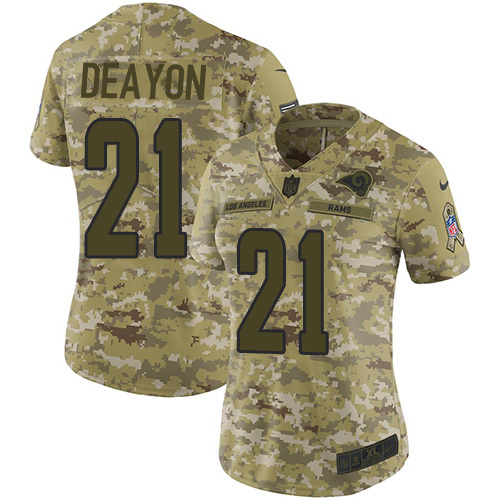 Los Angeles Rams #21 Donte Deayon Camo Women's Stitched Limited 2018 Salute To Service Jersey Womens