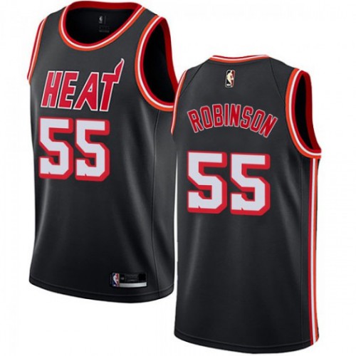 Miami Heat #55 Duncan Robinson Black Swingman Hardwood Classics Jersey Mens