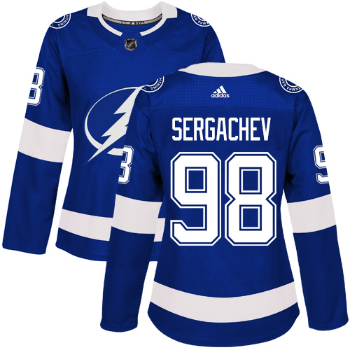 Adidas Tampa Bay Lightning #98 Mikhail Sergachev Blue Home Authentic Women's Stitched Jersey Womens