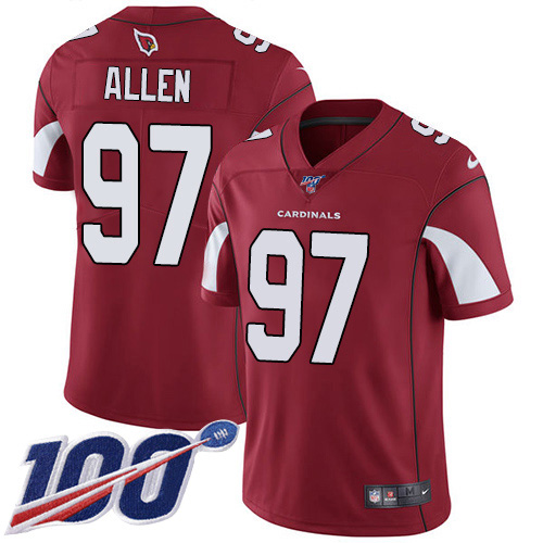 Arizona Cardinals #97 Zach Allen Red Team Color Men's Stitched 100th Season Vapor Limited Jersey Men's