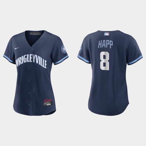 Chicago Chicago Cubs #8 Ian Happ Women's 2021 City Connect Navy Jersey Womens