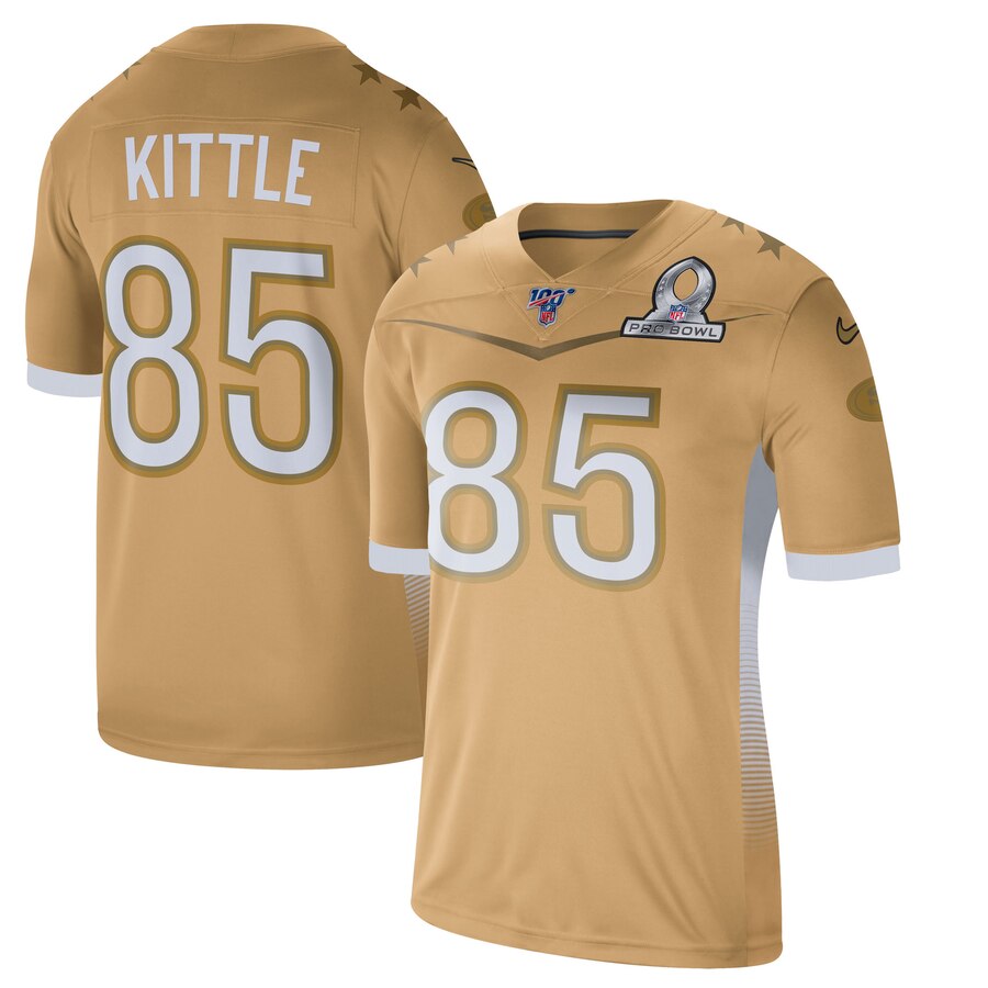 San Francisco 49ers #85 George Kittle Men's 2020 NFC Pro Bowl Game Jersey Gold