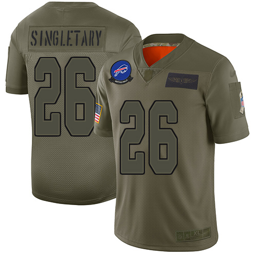 Buffalo Bills #26 Devin Singletary Camo Youth Stitched Limited 2019 Salute to Service Jersey Youth