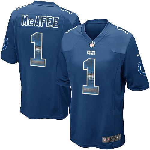 Indianapolis Colts #1 Pat McAfee Royal Blue Team Color Men's Stitched Limited Strobe Jersey Men's