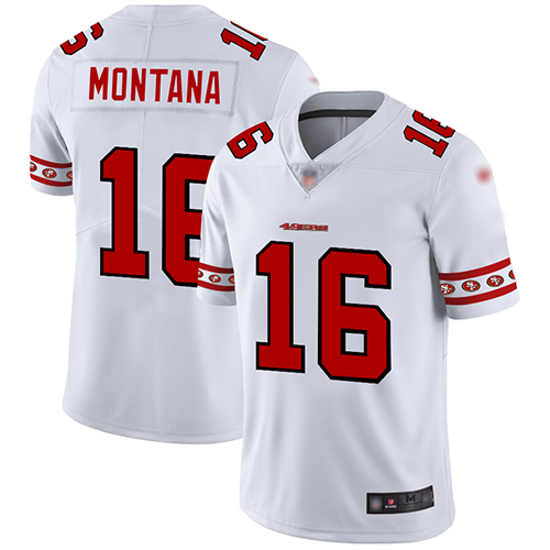 49ers #16 Joe Montana White Men's Stitched Limited Team Logo Fashion Jersey