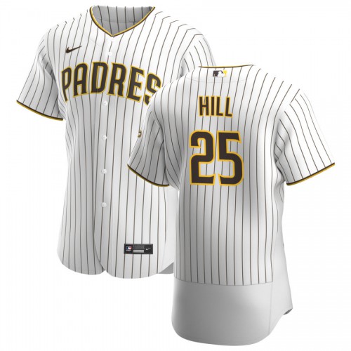 San Diego San Diego Padres #25 Tim Hill Men's White Brown Home 2020 Authentic Player Jersey Men's