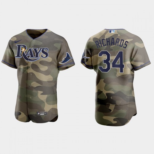 Tampa Bay Tampa Bay Rays #34 Trevor Richards Men's 2021 Armed Forces Day Authentic Jersey -Camo Men's