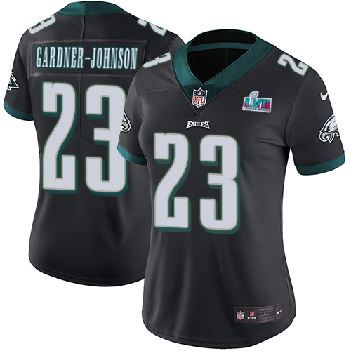 Eagles #23 C.J. Gardner-Johnson Black Alternate Super Bowl LVII Patch Women's Stitched Vapor Untouchable Limited Jersey