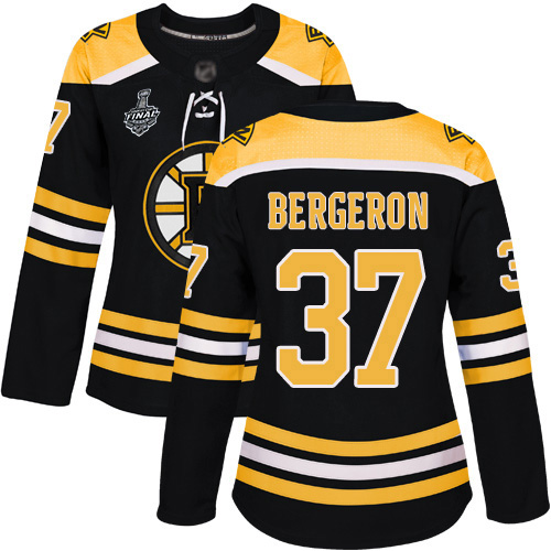 Adidas Boston Bruins #37 Patrice Bergeron Black Home Authentic Stanley Cup Final Bound Women's Stitched Jersey Womens