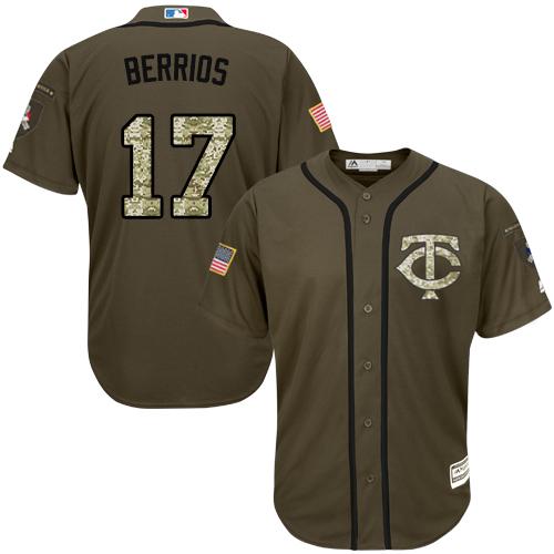 Minnesota Twins #17 Jose Berrios Green Salute to Service Stitched Youth Jersey Youth