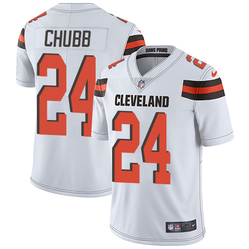 Browns #24 Nick Chubb White Men's Stitched Vapor Untouchable Limited Jersey