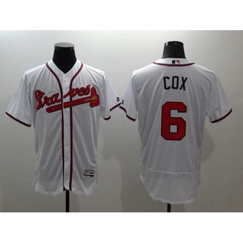 Atlanta Braves #6 Bobby Cox White Flexbase Authentic Collection Stitched Jersey Men's