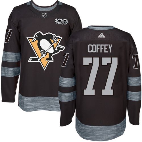 Adidas Pittsburgh Penguins #77 Paul Coffey Black 1917-2017 100th Anniversary Stitched Jersey Men's