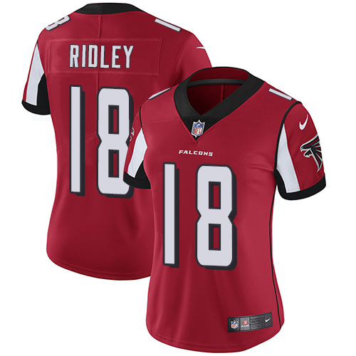 Falcons #18 Calvin Ridley Red Team Color Women's Stitched Vapor Untouchable Limited Jersey