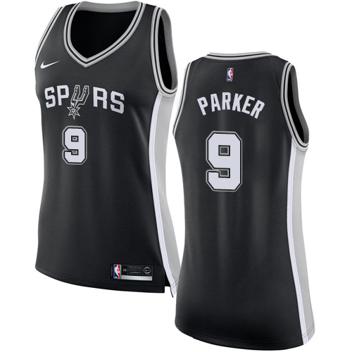 San Antonio Spurs #9 Tony Parker Black Womens Swingman Icon Edition Jersey Womens