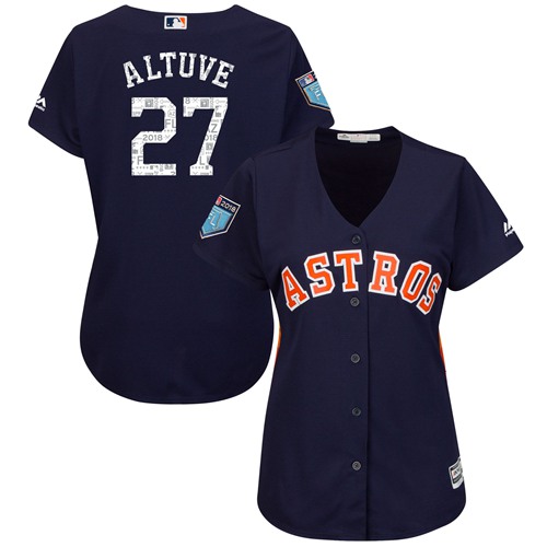 Houston Astros #27 Jose Altuve Navy Blue 2018 Spring Training Cool Base Women's Stitched Jersey Womens