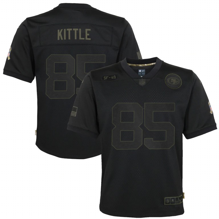 San Francisco 49ers #85 George Kittle Youth 2020 Salute To Service Game Jersey Black