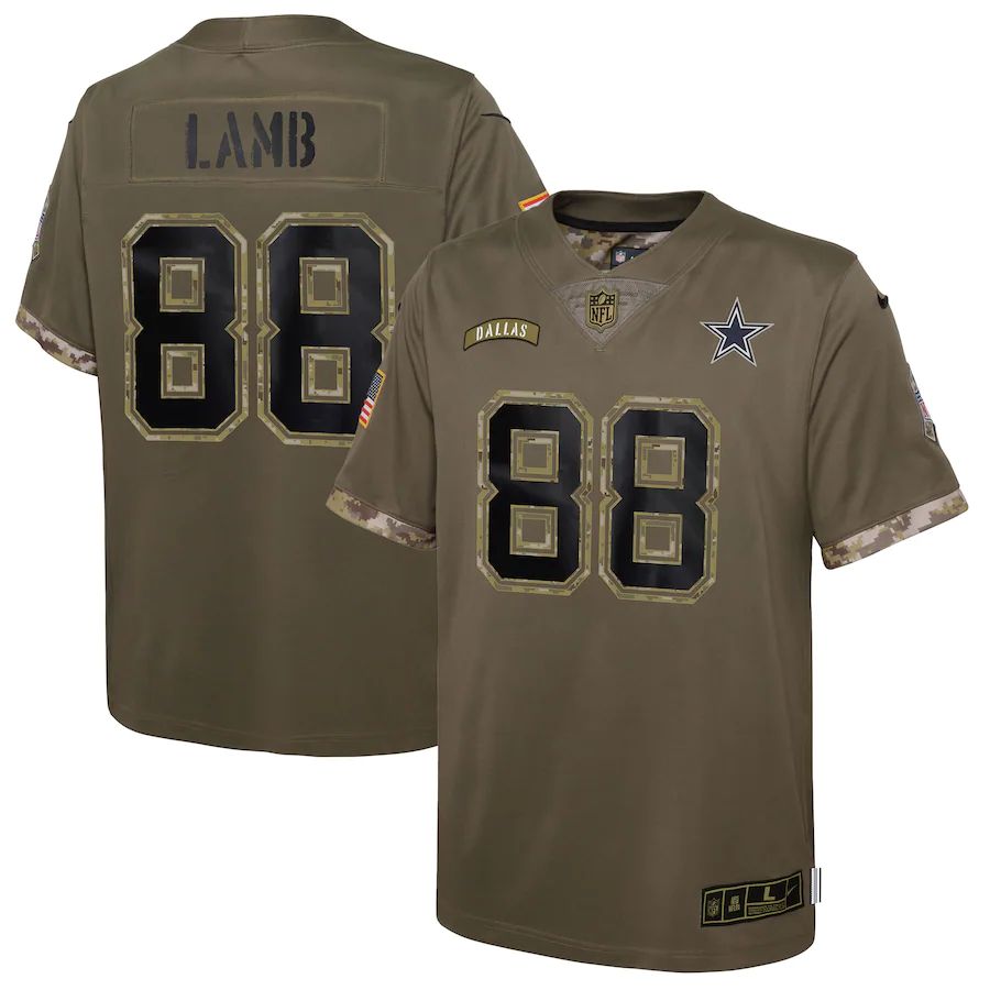 Dallas Cowboys #88 Ceedee Lamb Youth 2022 Salute To Service Limited Jersey - Olive