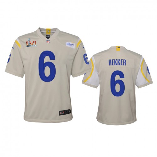 Los Angeles Los Angeles Rams #6 Johnny Hekker Youth Super Bowl LVI Patch Game Jersey - Bone Youth
