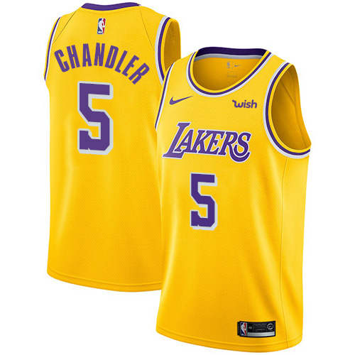 Los Angeles Lakers #5 Tyson Chandler Gold Swingman Icon Edition Jersey Mens