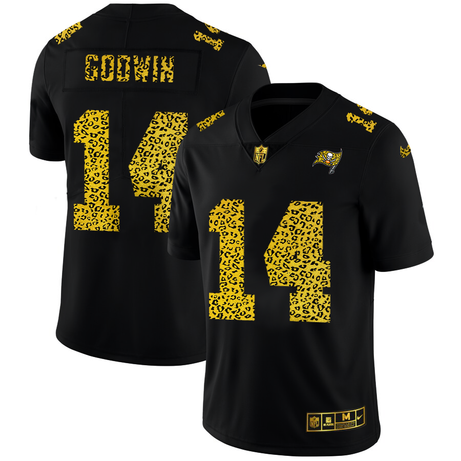 Tampa Bay Buccaneers #14 Chris Godwin Men's Leopard Print Fashion Vapor Limited Jersey Black
