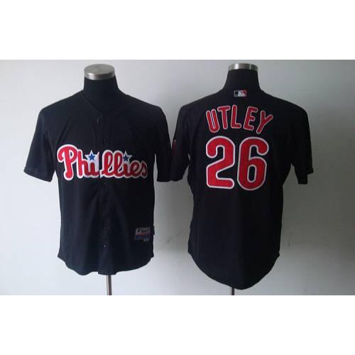 Philadelphia Phillies #26 Chase Utley Black Stitched Jersey Men's