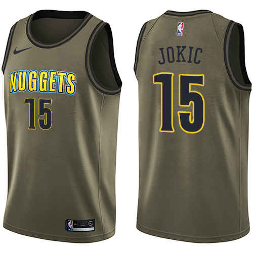 Denver Nuggets #15 Nikola Jokic Green Salute to Service Youth Swingman Jersey Youth