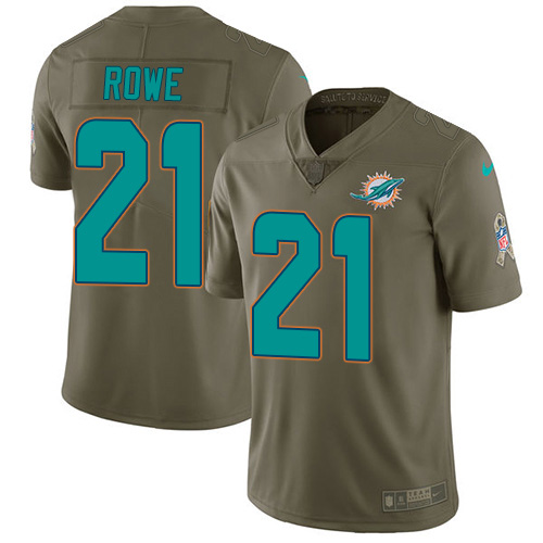 Miami Dolphins #21 Eric Rowe Olive Youth Stitched Limited 2017 Salute To Service Jersey Youth