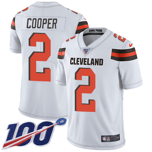 Browns #2 Amari Cooper White Youth Stitched 100th Season Vapor Limited Jersey