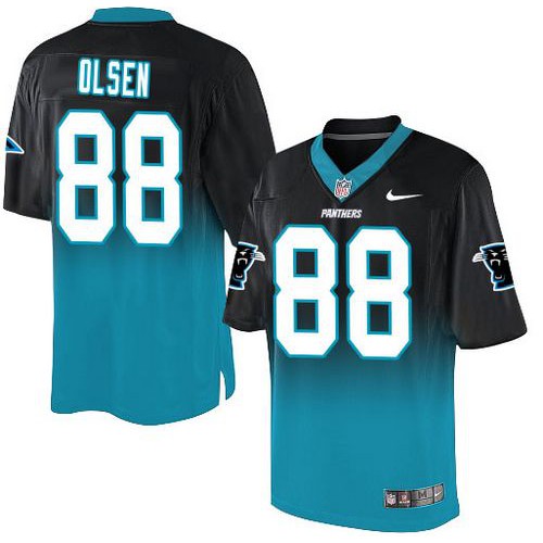 Carolina Panthers #88 Greg Olsen Black/Blue Men's Stitched Elite Fadeaway Fashion Jersey Men's