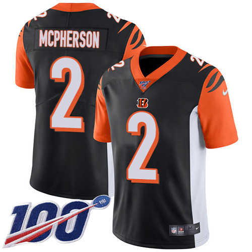 Bengals #2 Evan McPherson Black Team Color Youth Stitched 100th Season Vapor Untouchable Limited Jersey