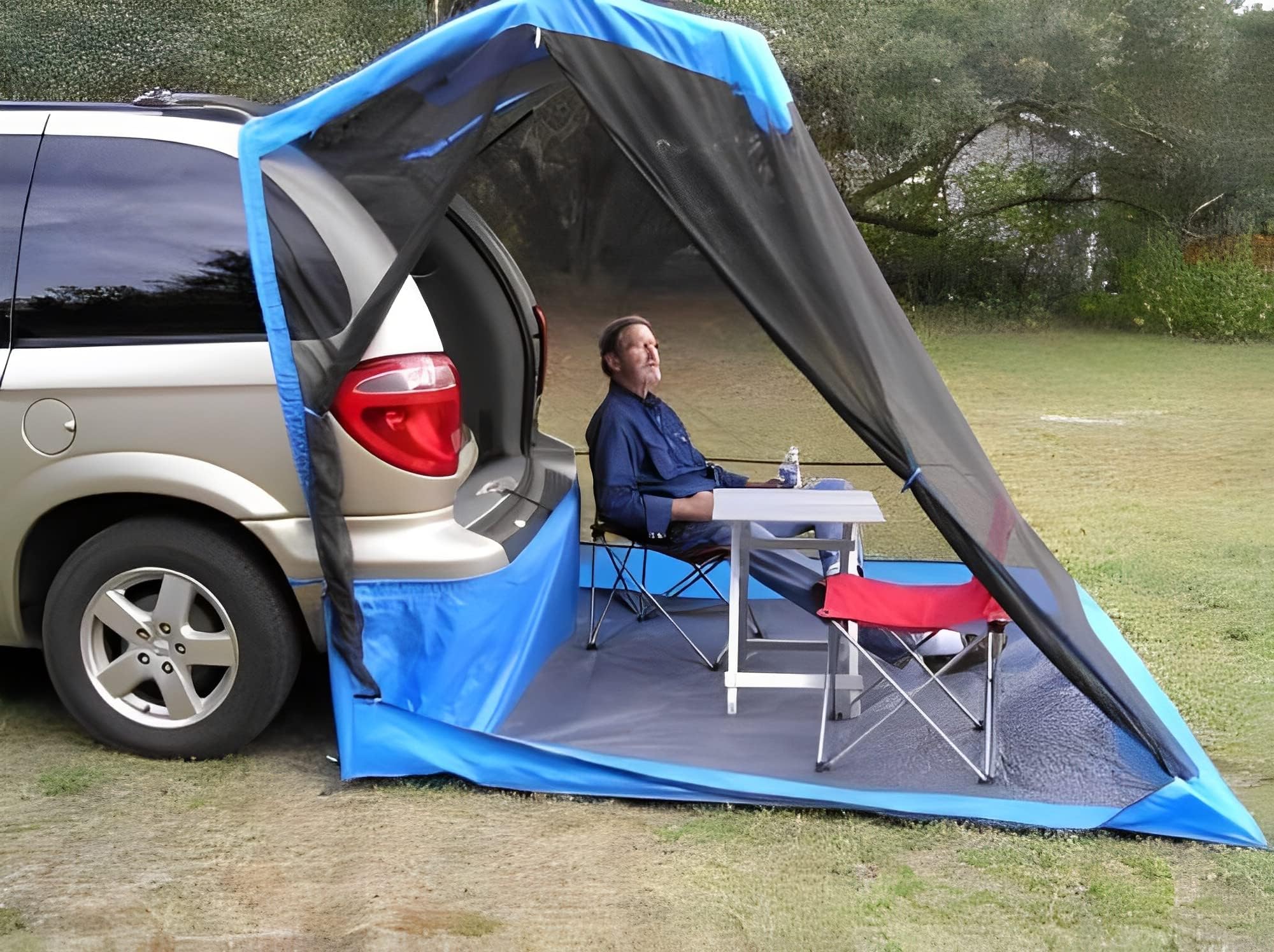 testSUV Tent for Camping+ Rainfly, Super Easy and Quick Setup car Tents for Camping SUVuff0cThe Floor Space of The 6' x 6.5', Universal Tailgate Tent for SUV, MPV, Trucks, hatchbacks and Cars.uff08New Upgradeuff09